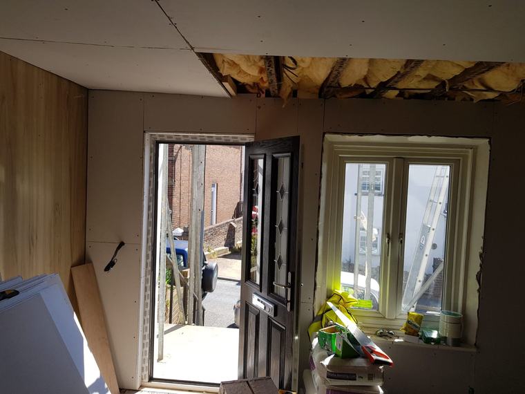 Interior refurbishment around doorway and window